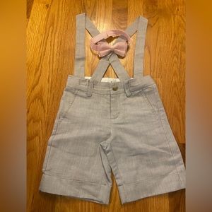 Janie and Jack special occasion linen and cotton Suspender short